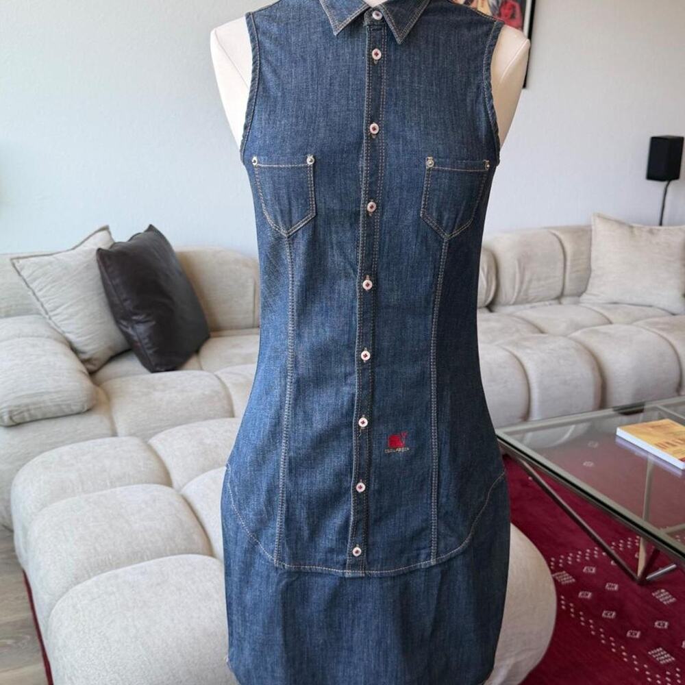 Dsquared2 Indigo Sleeveless Denim Shirt Dress Y2K